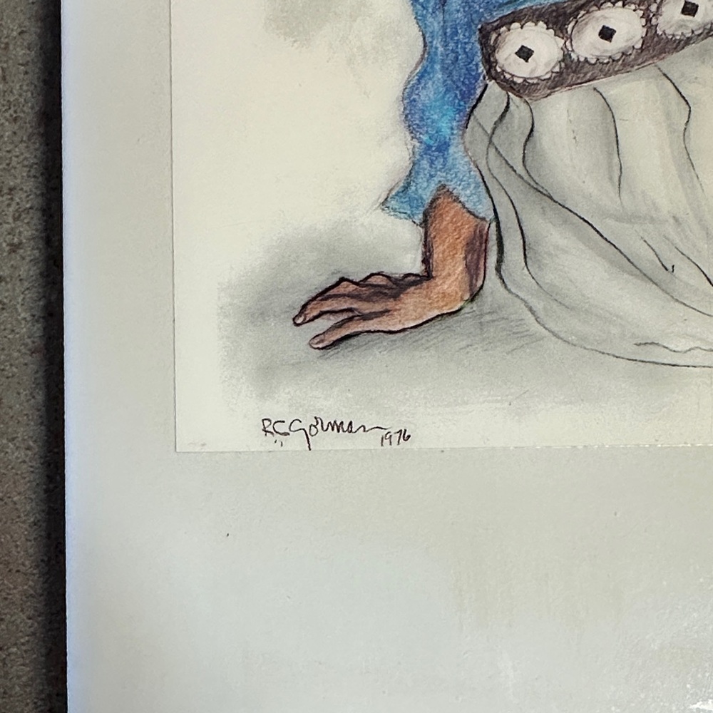 R. C. Gorman 8x8 Art Tile Seated Navajo Woman 1976 Signed - Picture 2 of 5